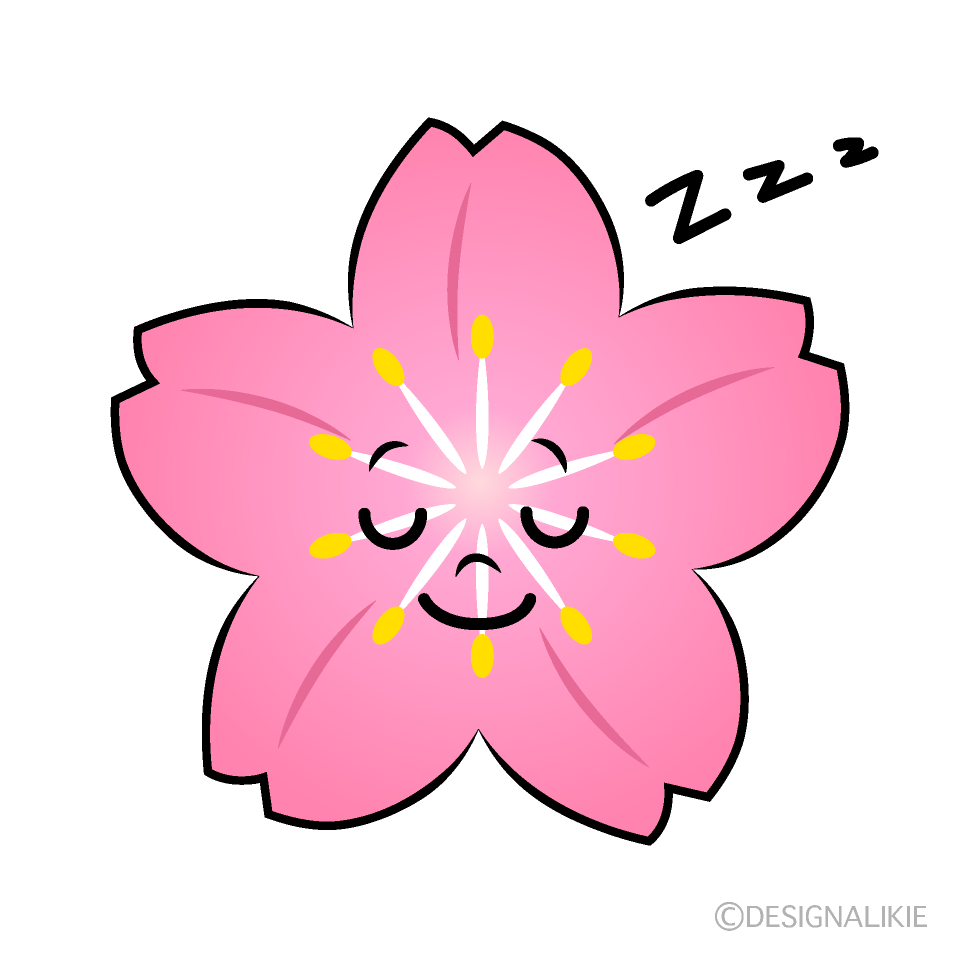 かわいい寝る桜イラスト