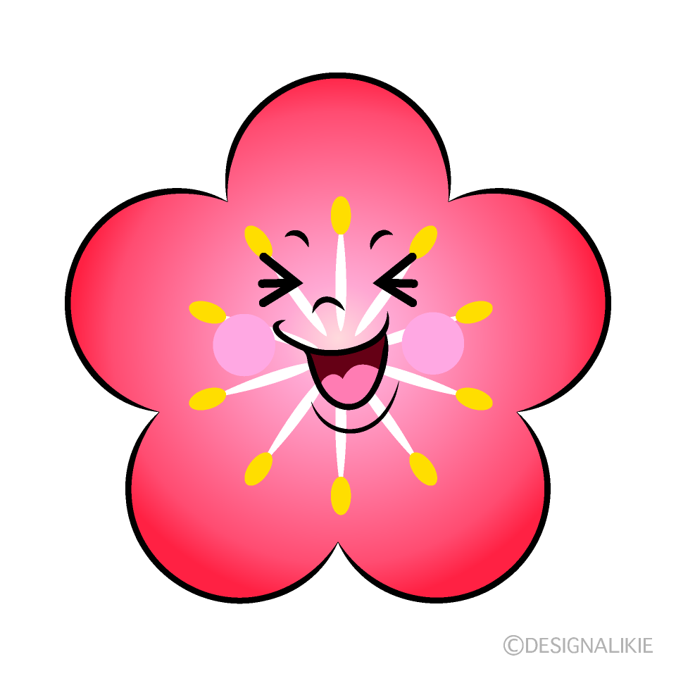かわいい笑う梅イラスト