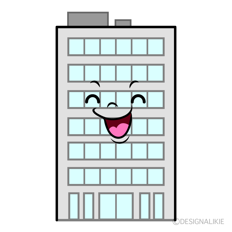 かわいい笑顔のビルイラスト
