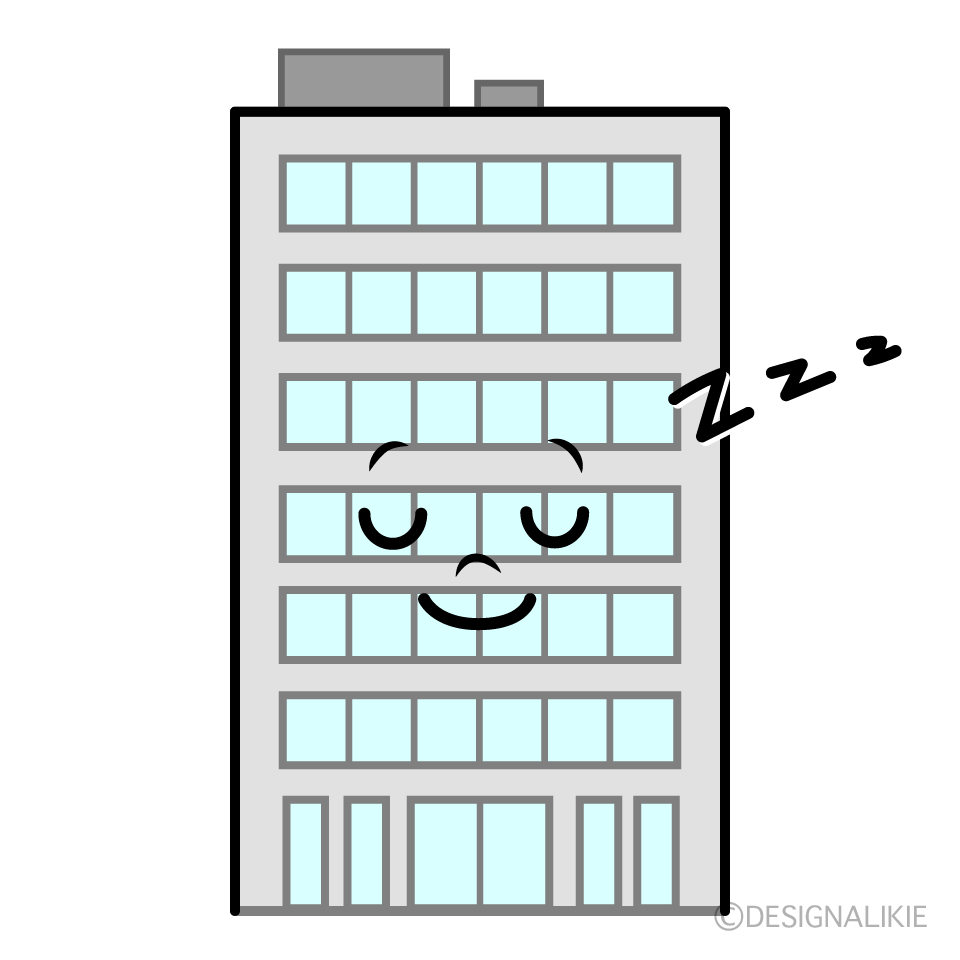 かわいい寝るビルイラスト