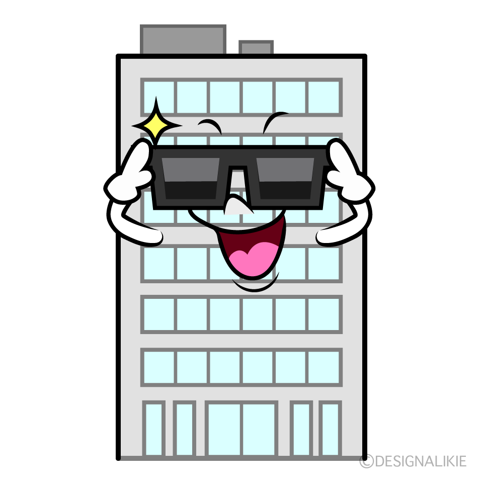かわいいサングラスのビルイラスト