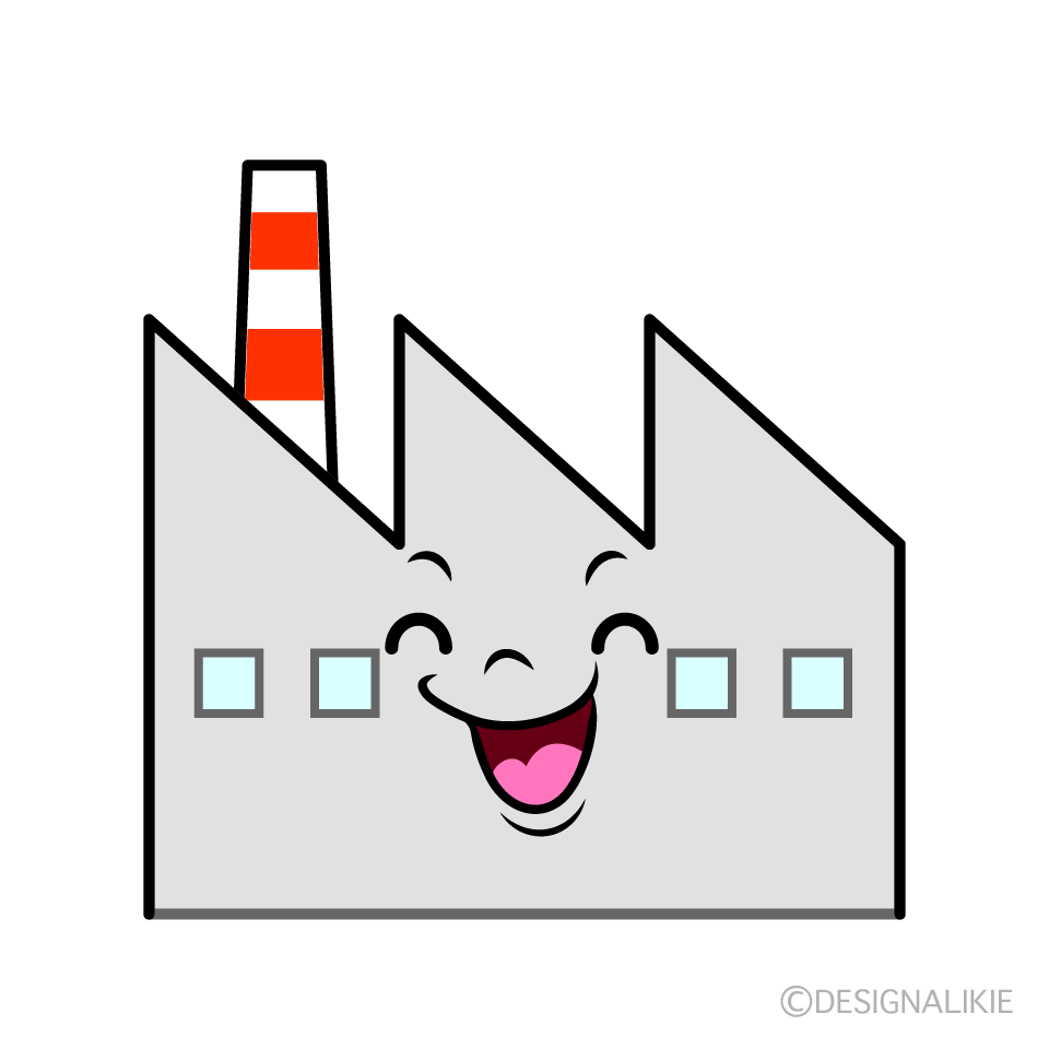 かわいい笑顔の工場イラスト