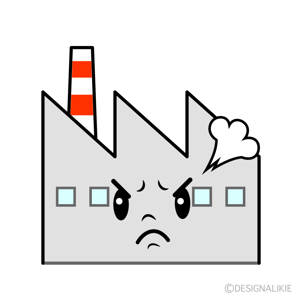 かわいい怒る工場イラスト