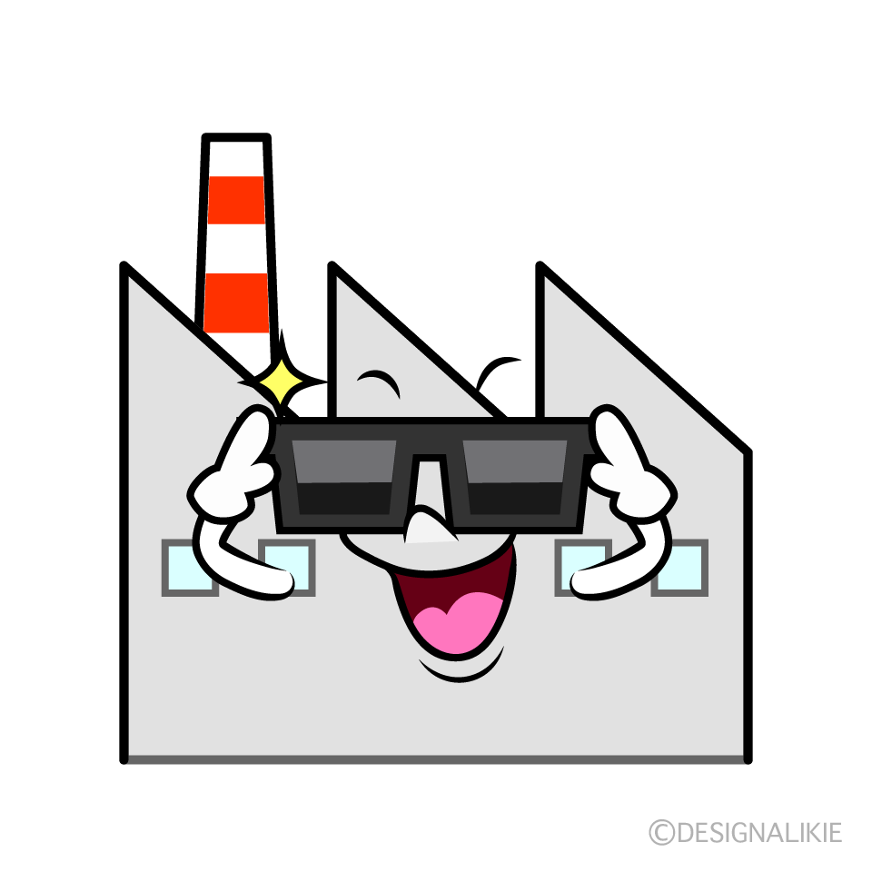 かわいいサングラスの工場イラスト