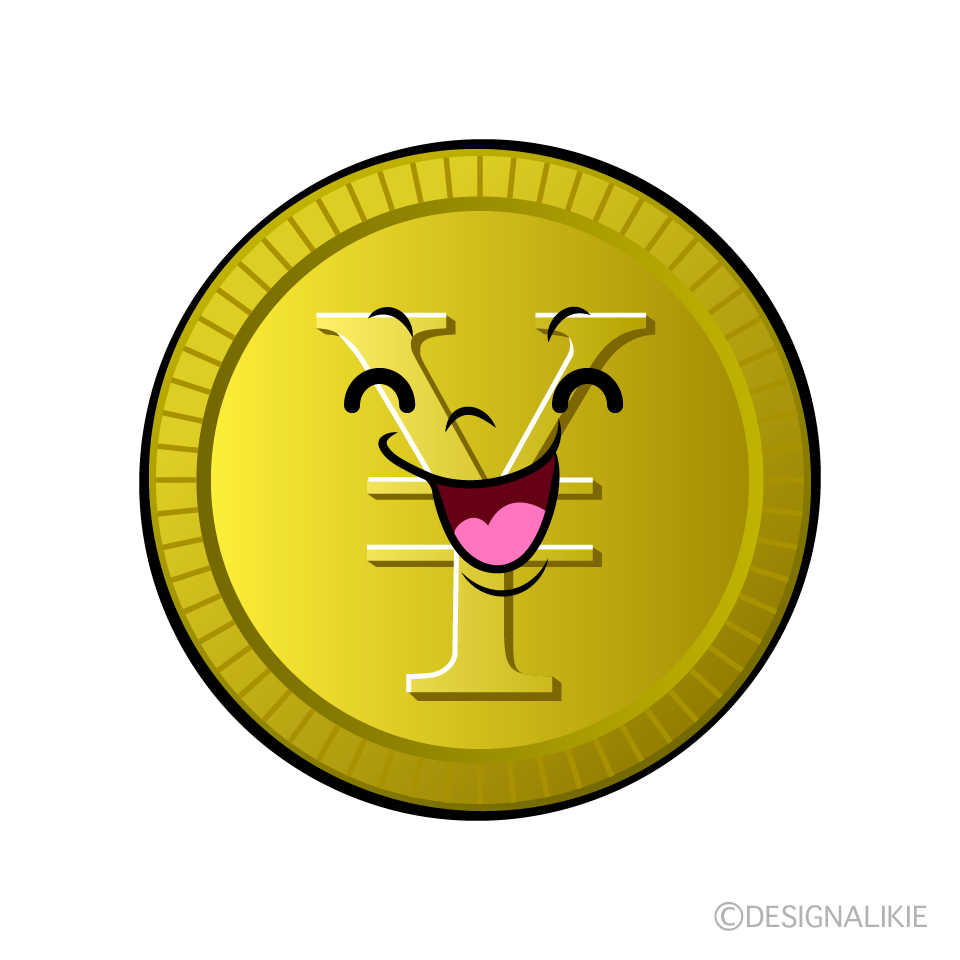 かわいい笑顔の￥金貨イラスト