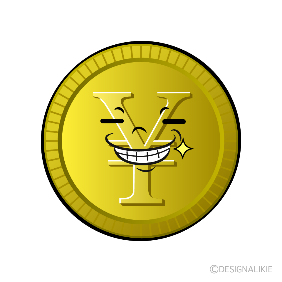 かわいいニヤリと笑う￥金貨イラスト