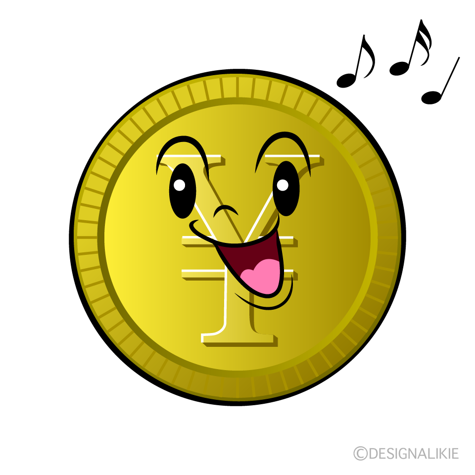 かわいい歌う￥金貨イラスト