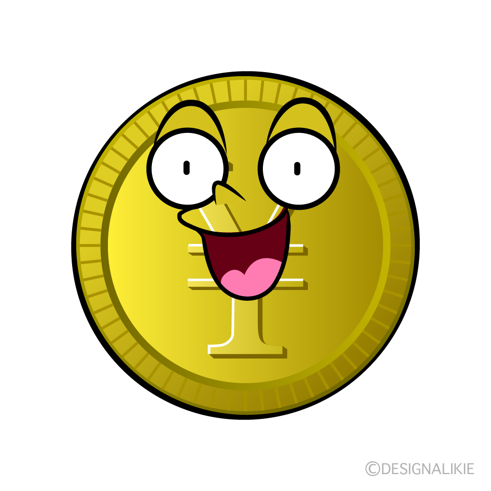 かわいい驚く￥金貨イラスト