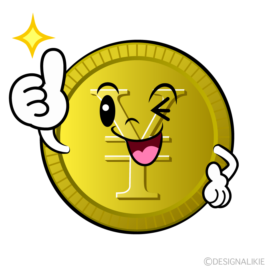 Cute Thumbs-up Yen Gold Coin Clipart