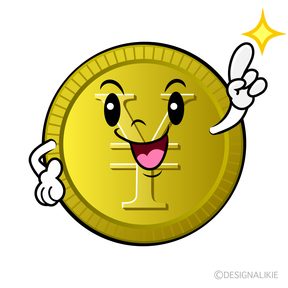 かわいい指差し￥金貨イラスト