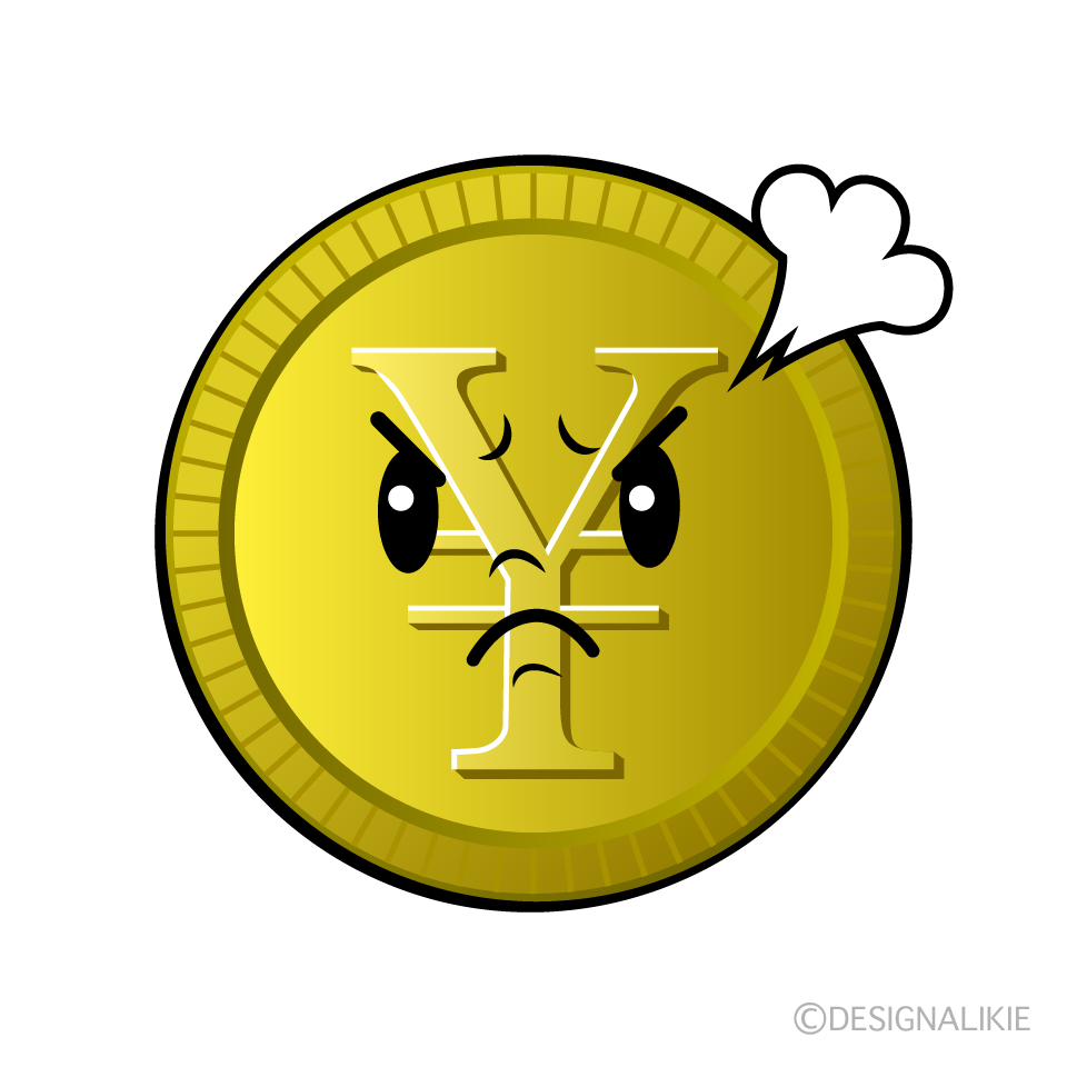 かわいい怒る￥金貨イラスト