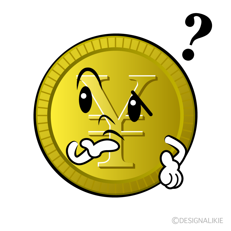 かわいい考える￥金貨イラスト