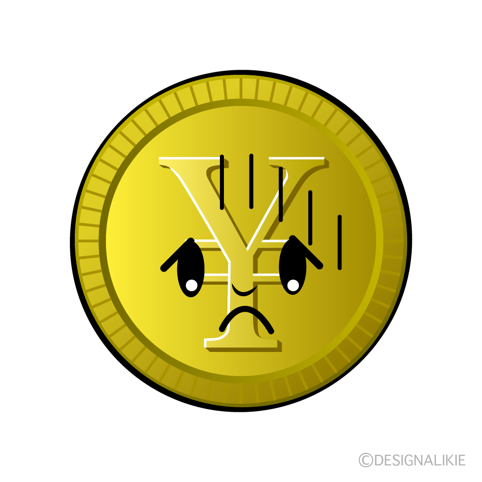 かわいい落ち込む￥金貨イラスト