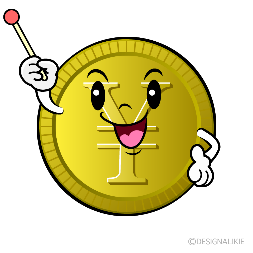 Cute Explaining Yen Gold Coin Clipart