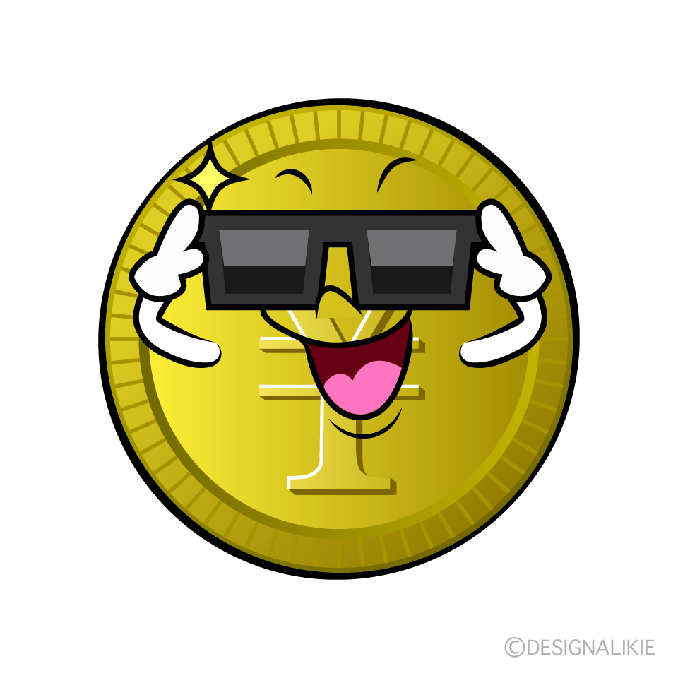 かわいいサングラスの￥金貨イラスト