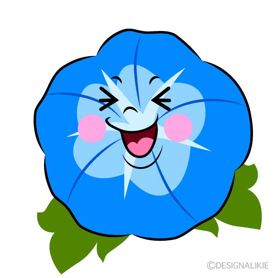 かわいい笑う朝顔イラスト