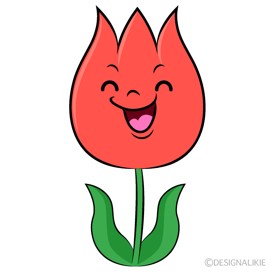 かわいい笑顔のチューリップイラスト