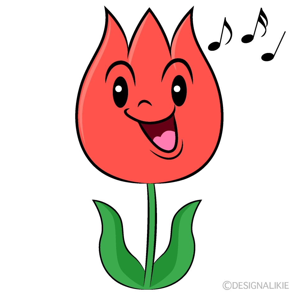 かわいい歌うチューリップイラスト