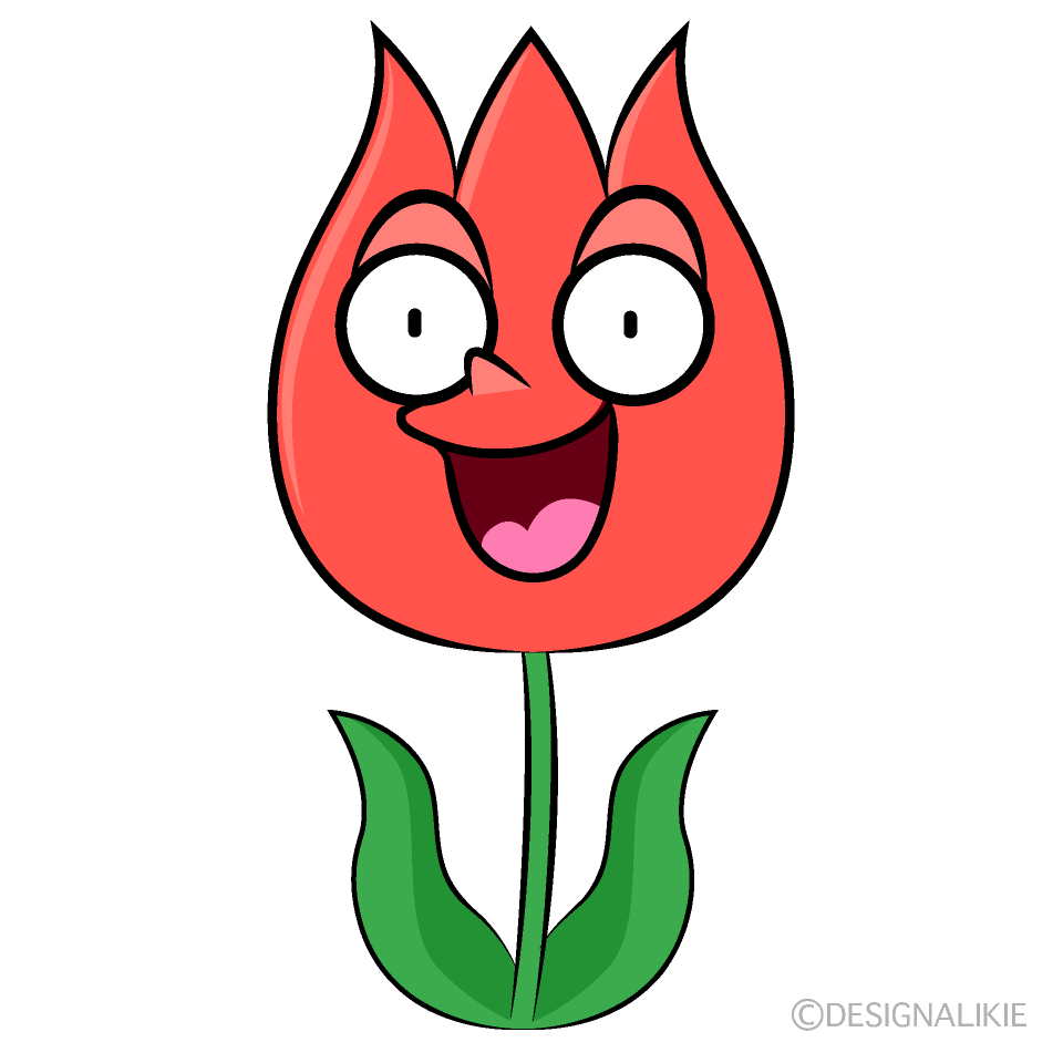 かわいい驚くチューリップイラスト