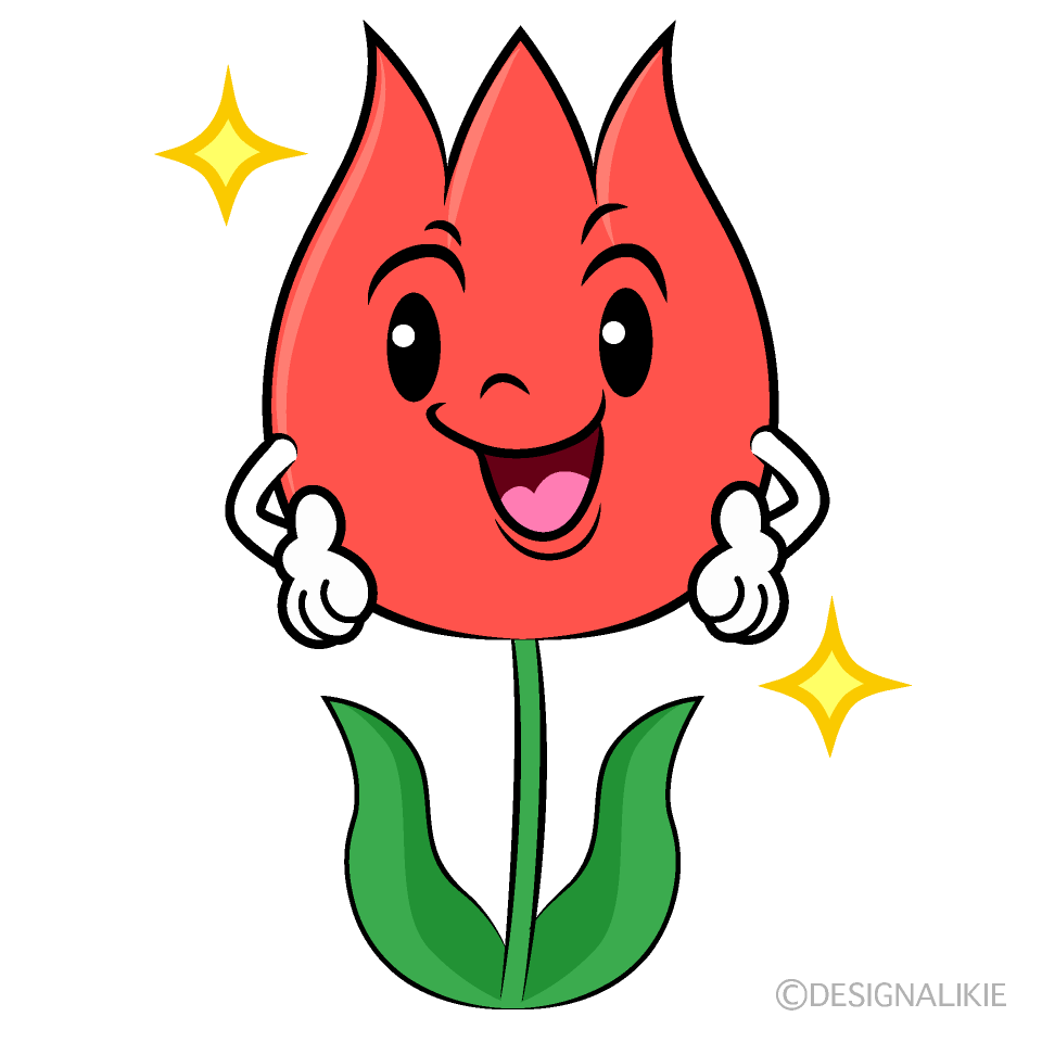 かわいい自信満々なチューリップイラスト