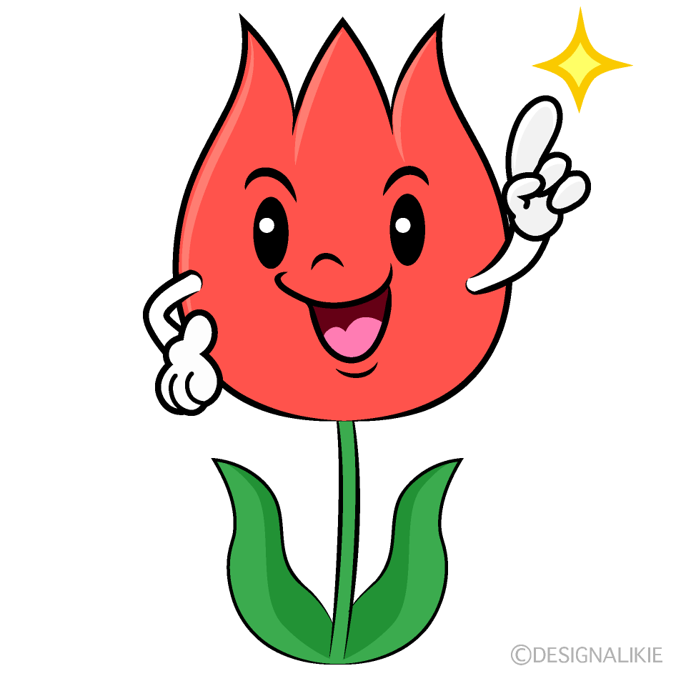 かわいい指差しチューリップイラスト
