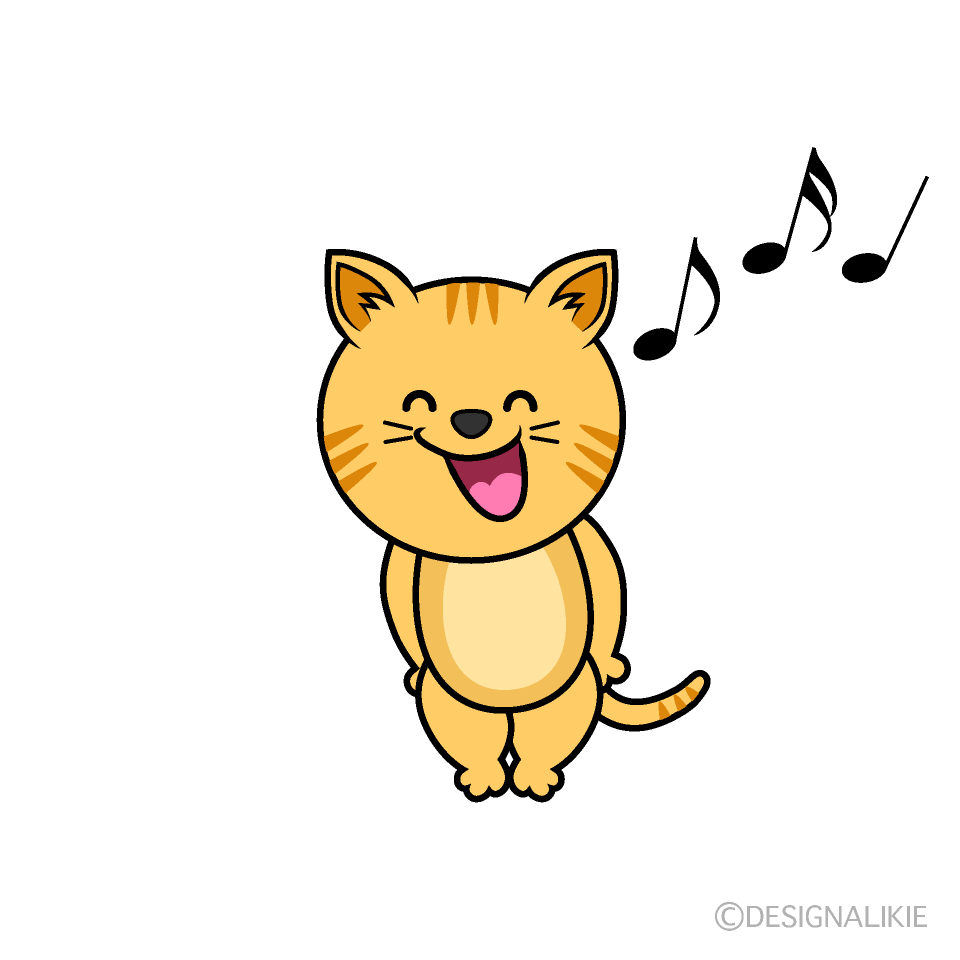 かわいい歌うトラ猫イラスト