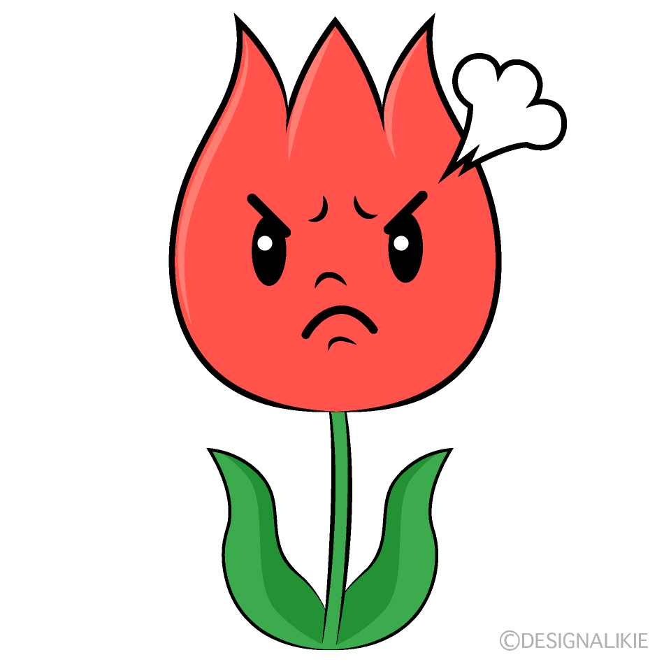 かわいい怒るチューリップイラスト