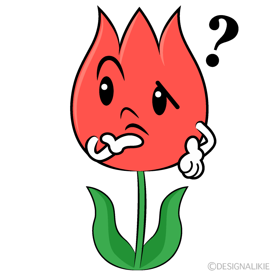 かわいい考えるチューリップイラスト