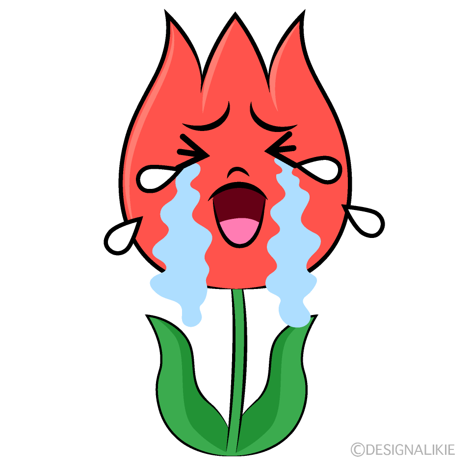 かわいい泣くチューリップイラスト