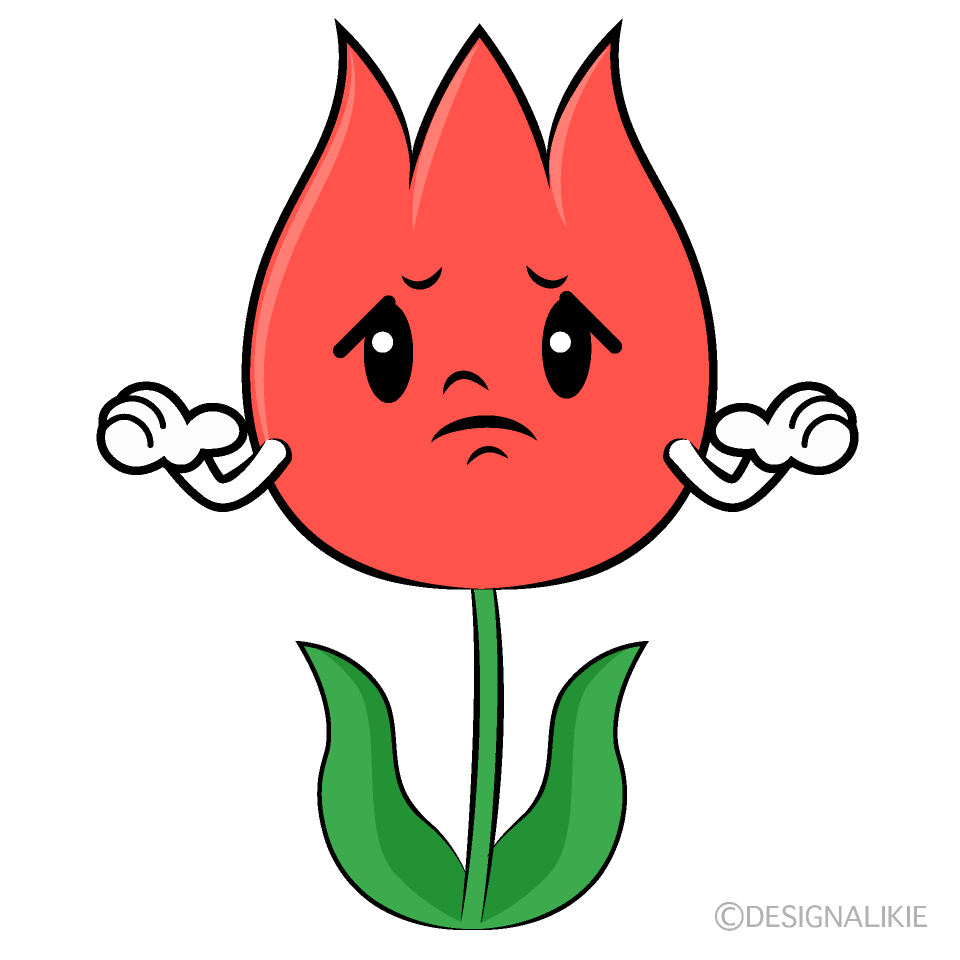 かわいい困るチューリップイラスト