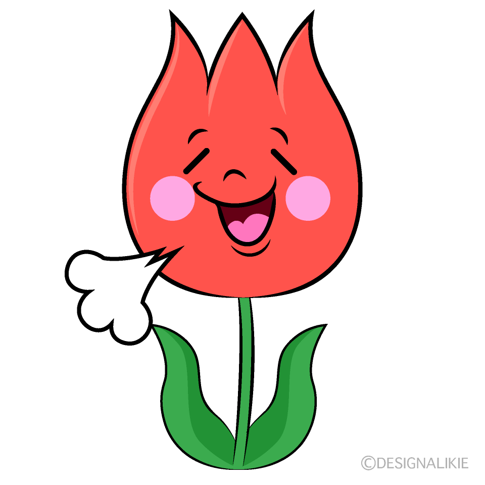 かわいいリラックスするチューリップイラスト