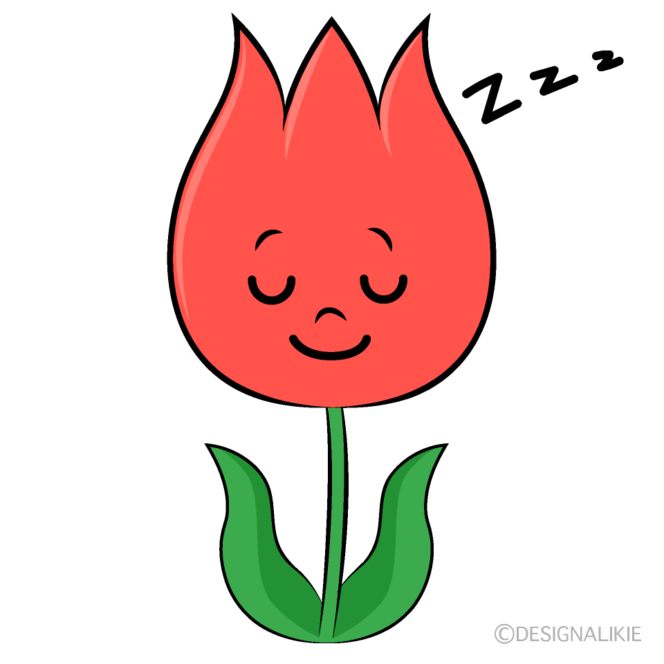 かわいい寝るチューリップイラスト