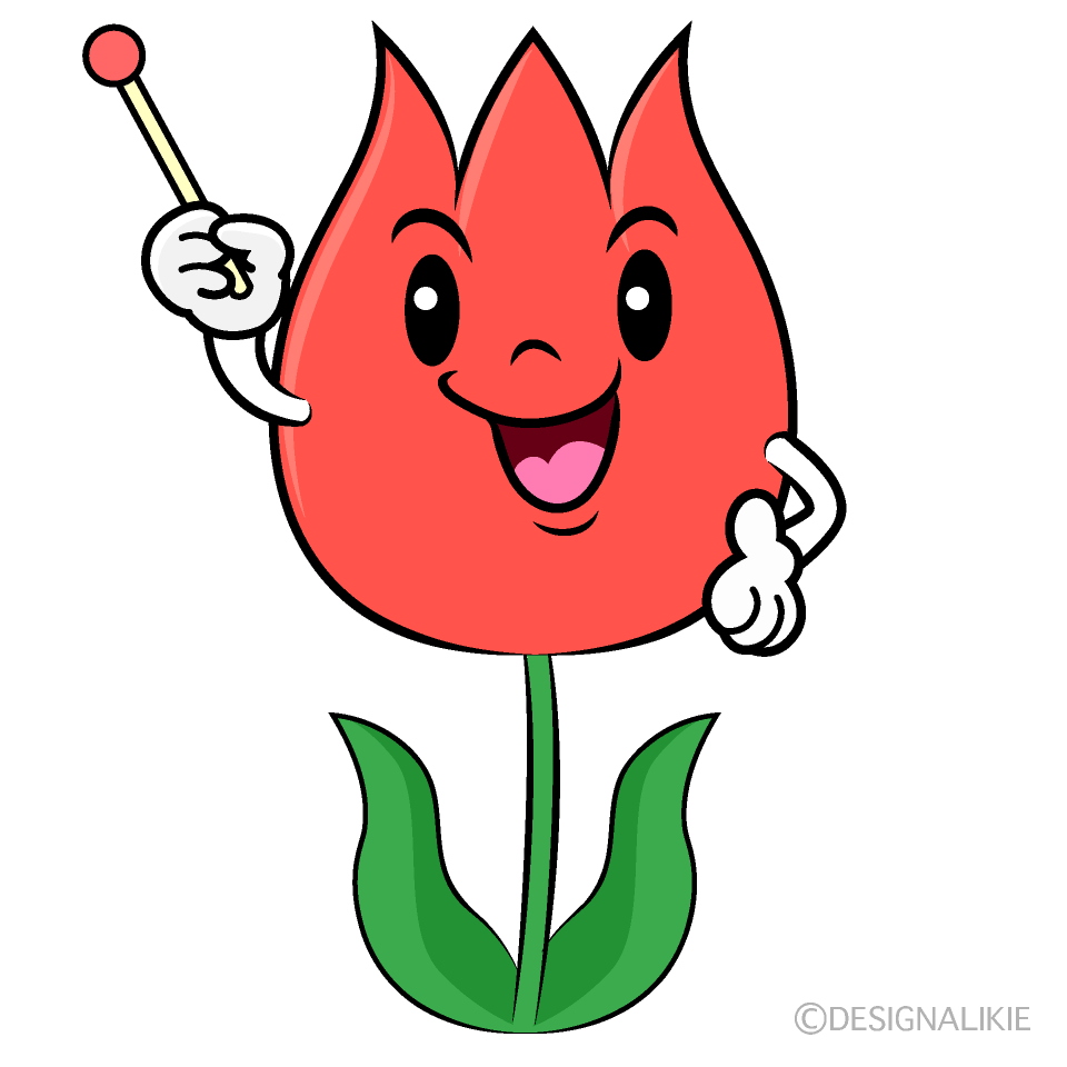 かわいい説明するチューリップイラスト