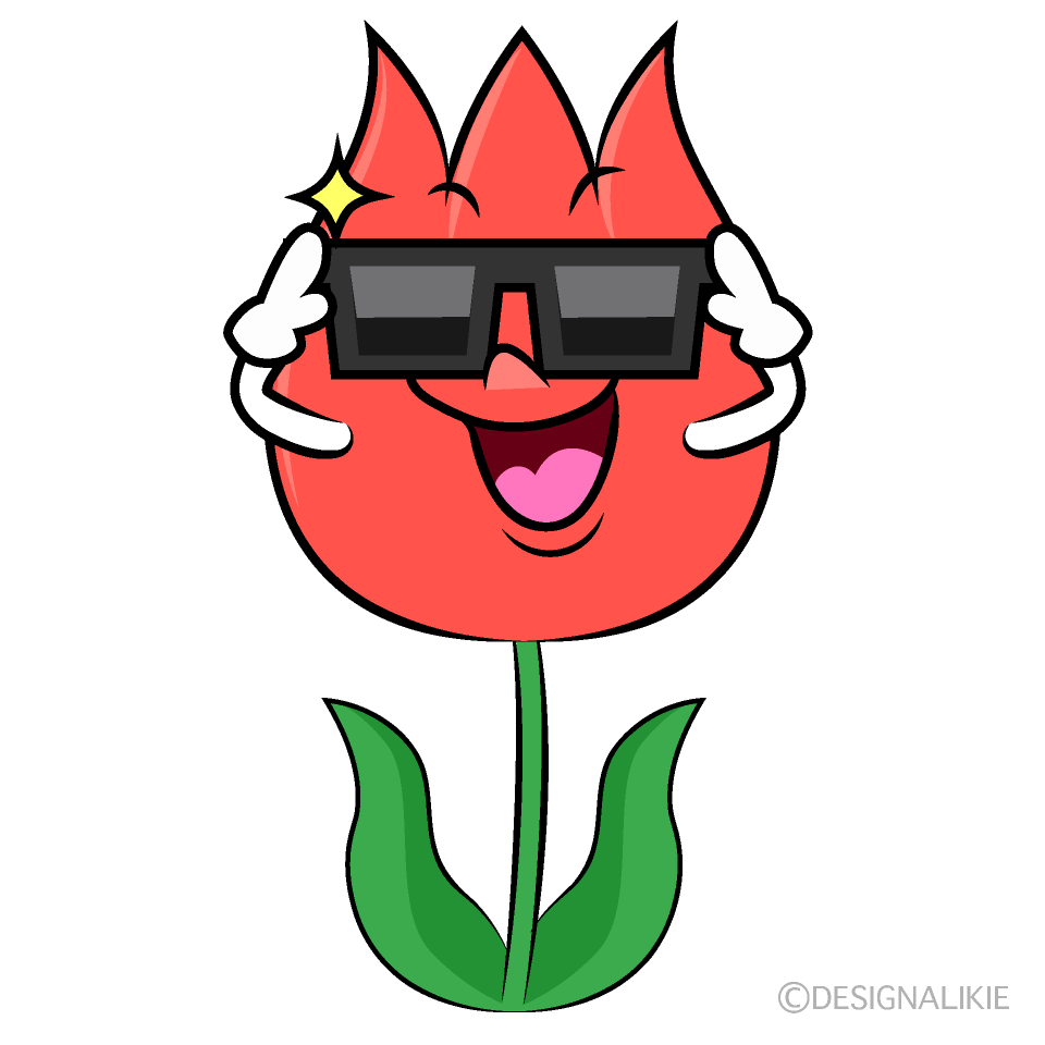 かわいいサングラスのチューリップイラスト