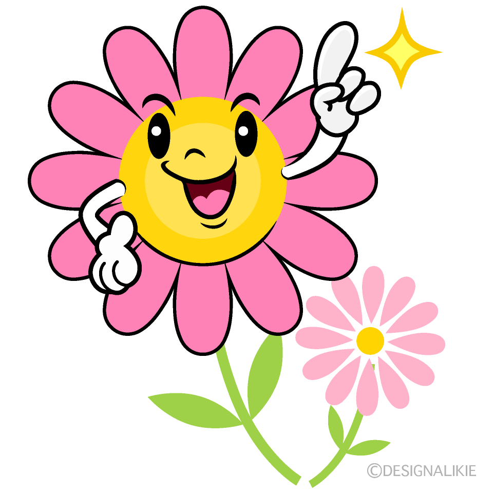 かわいい指差しコスモスイラスト