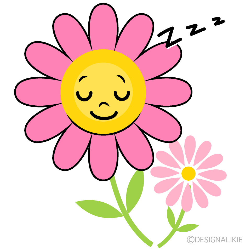 かわいい寝るコスモスイラスト