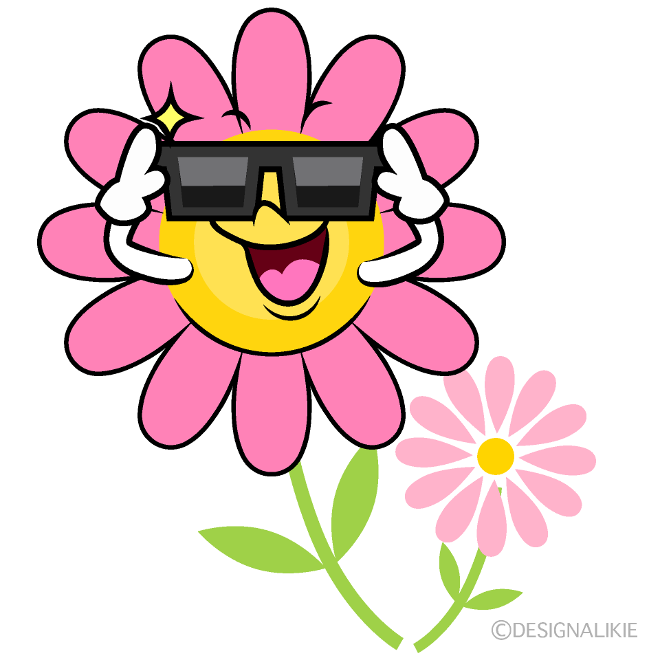 かわいいサングラスのコスモスイラスト