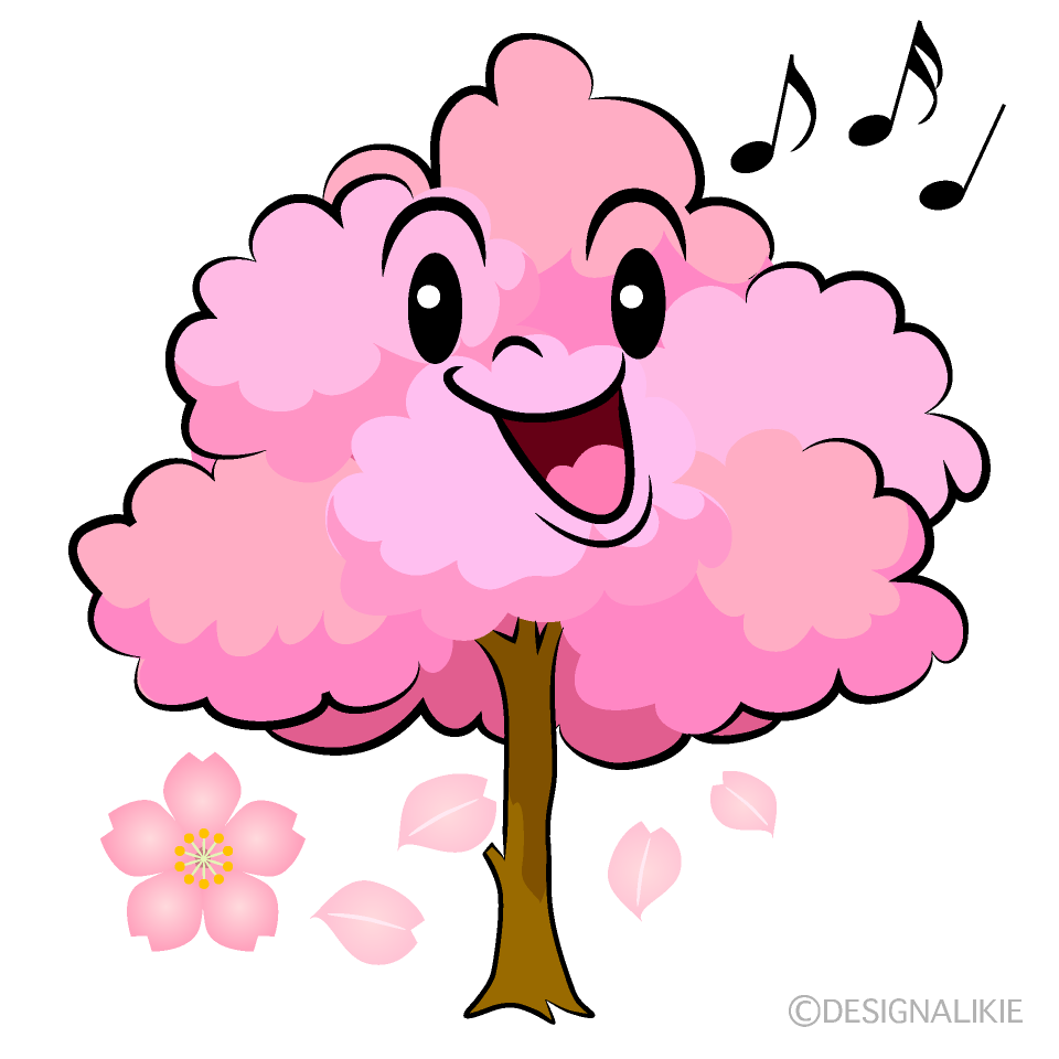 Cute Singing Cherry Blossom Tree Clipart