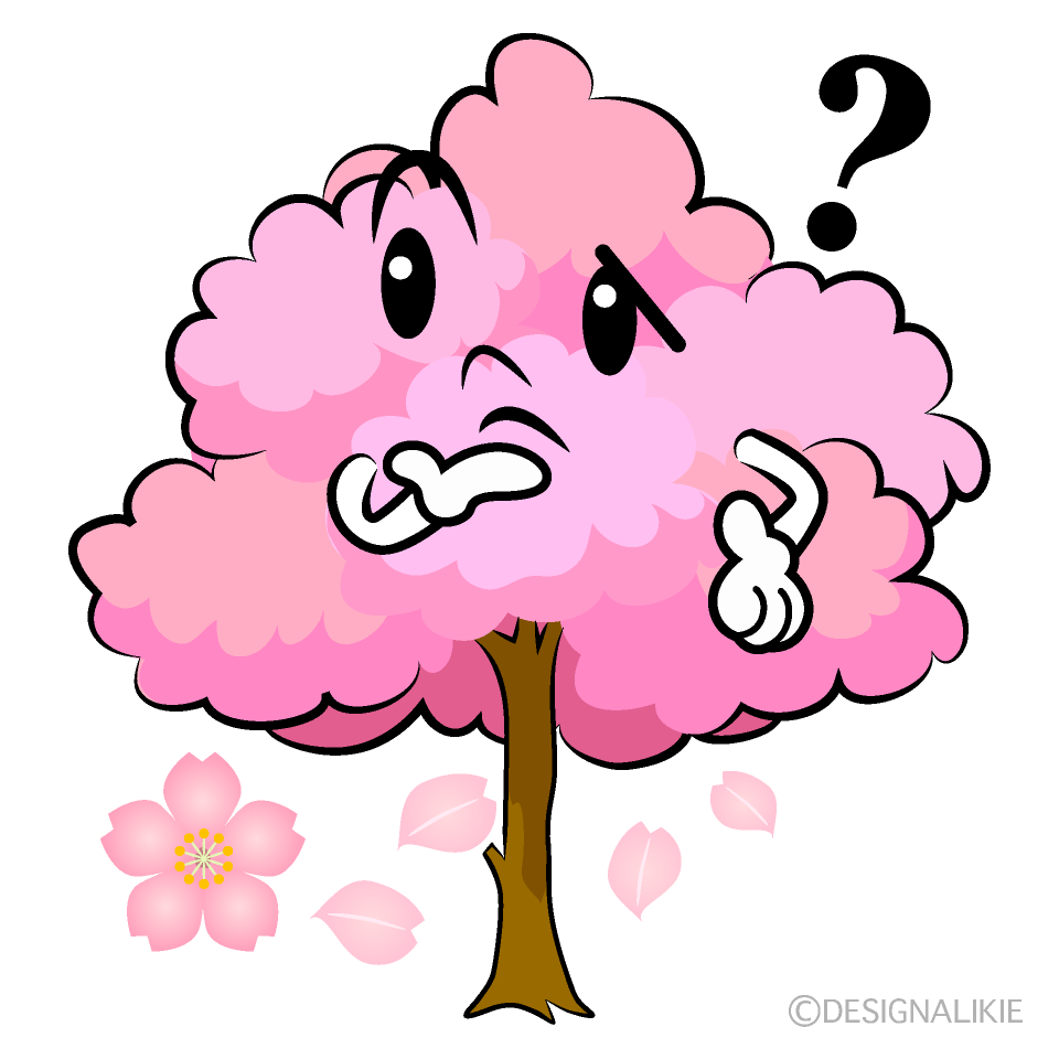 かわいい考える桜の木イラスト