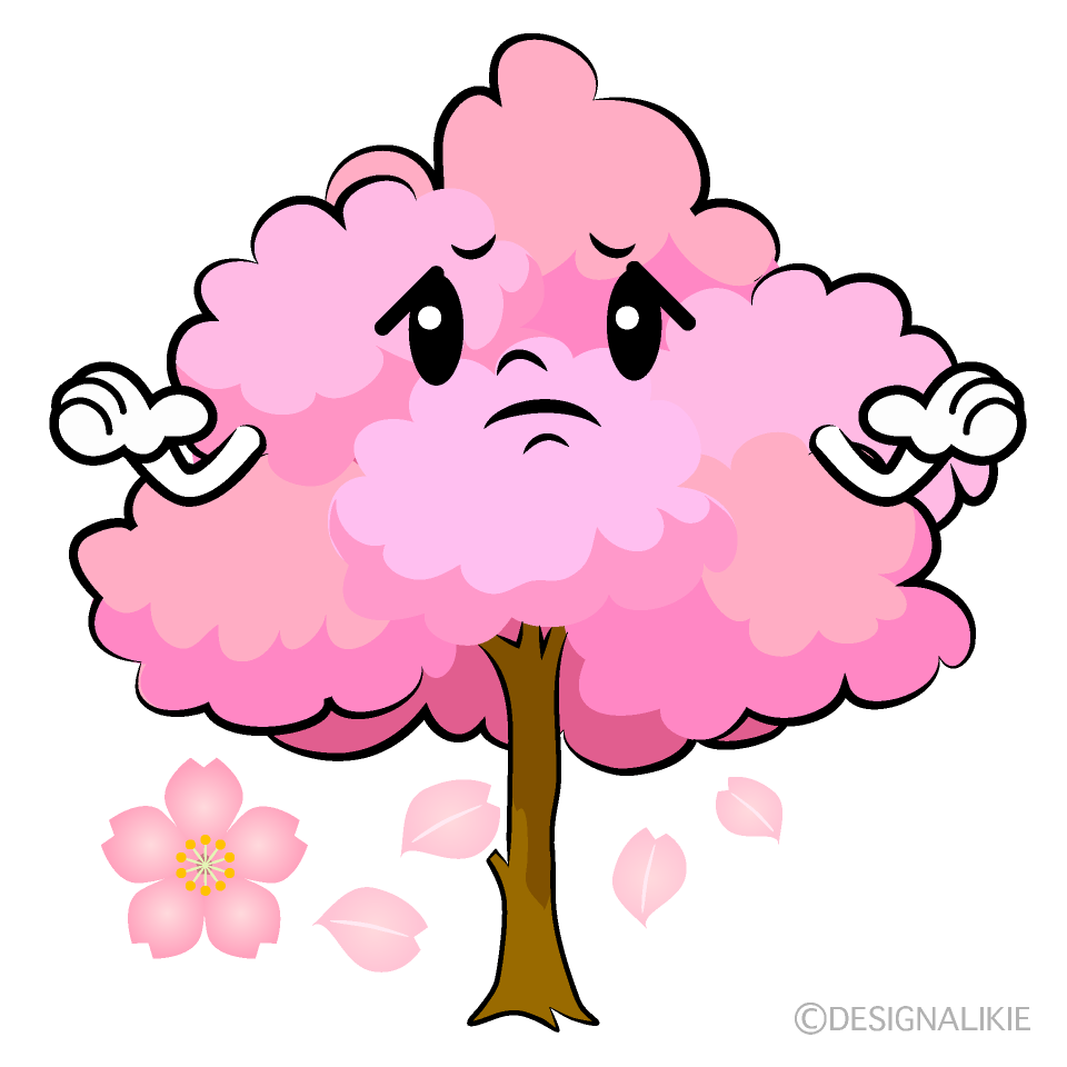 Cute Worried Cherry Blossom Tree Clipart