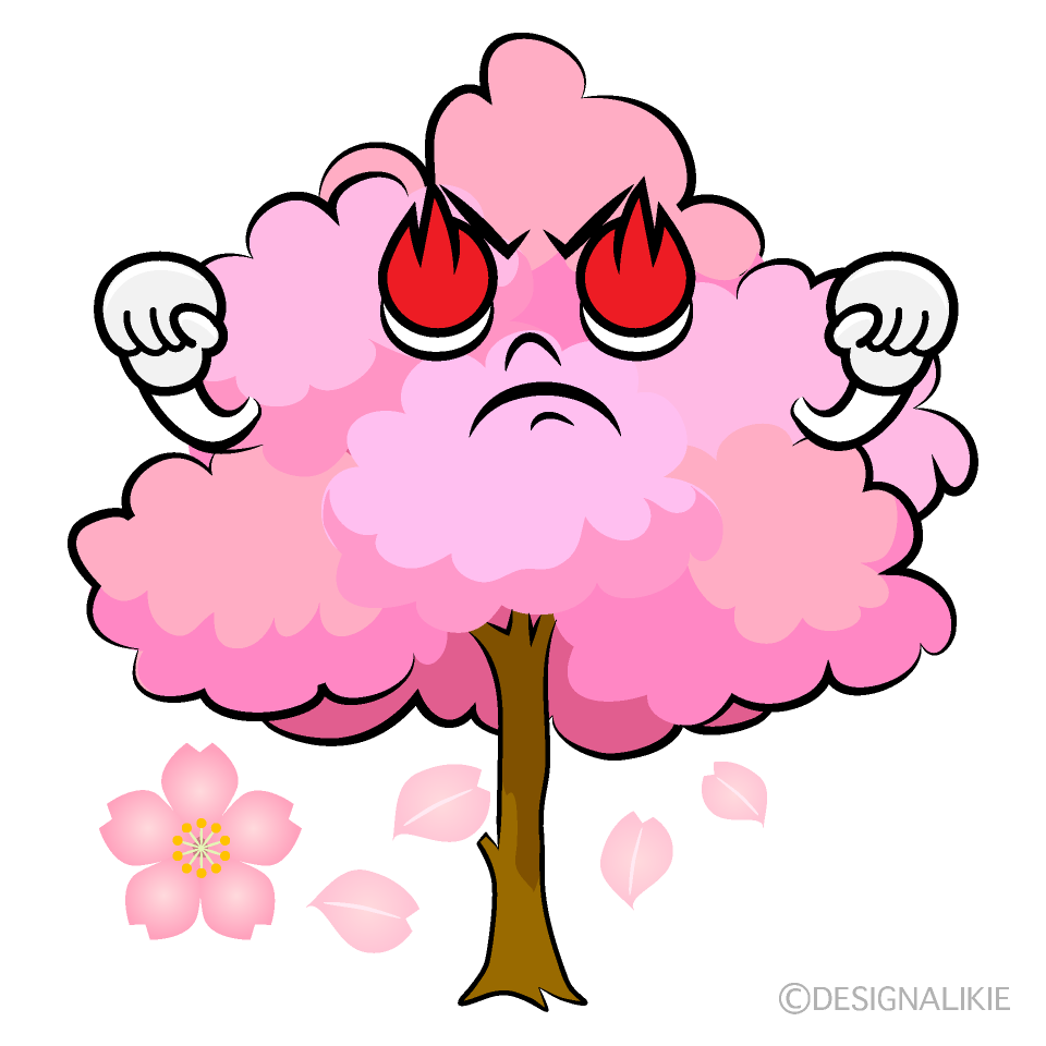 かわいい燃える桜の木イラスト