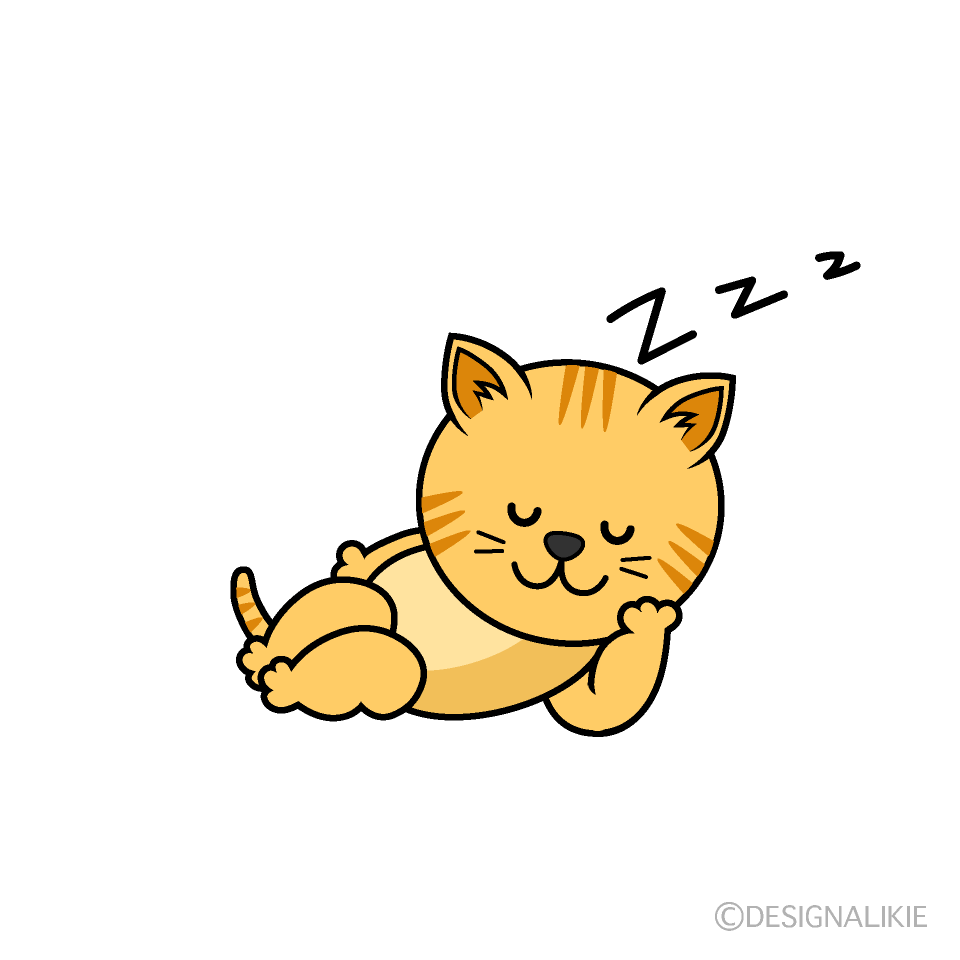 かわいい寝るトラ猫イラスト