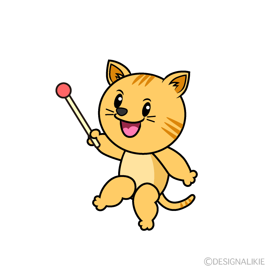 かわいい説明するトラ猫イラスト