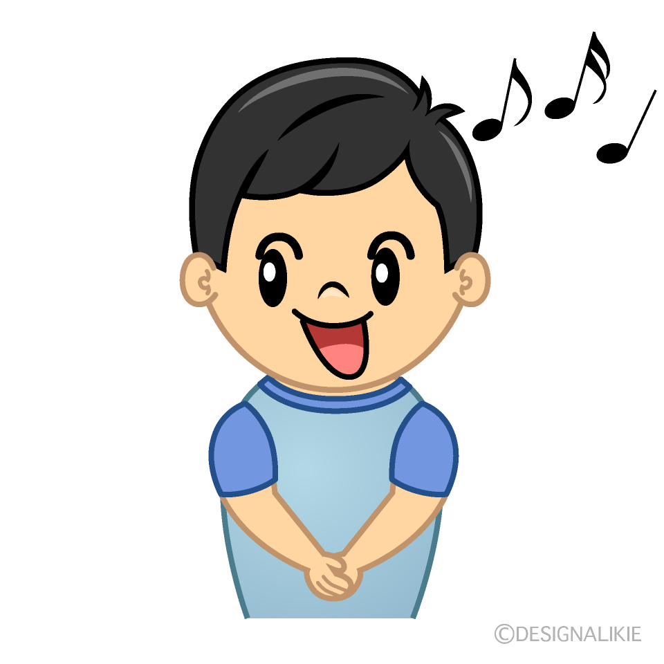 かわいい歌う男の子どもイラスト