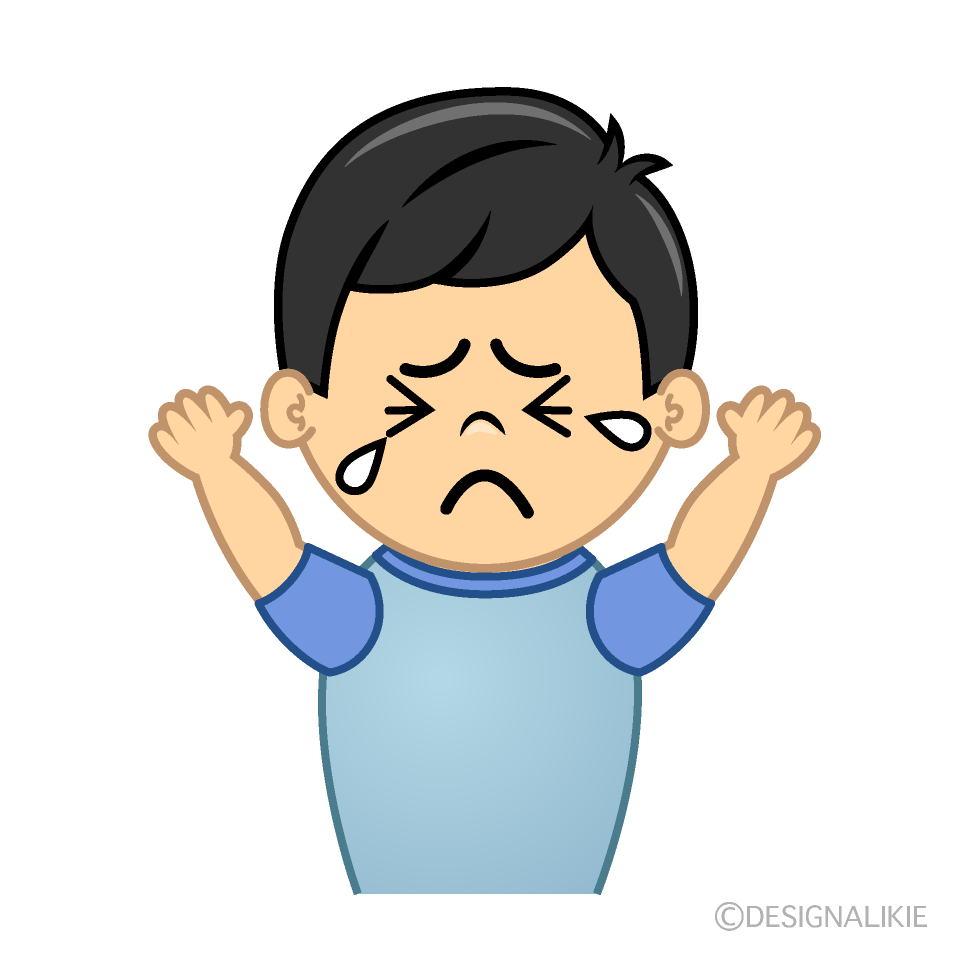 かわいい泣く男の子どもイラスト