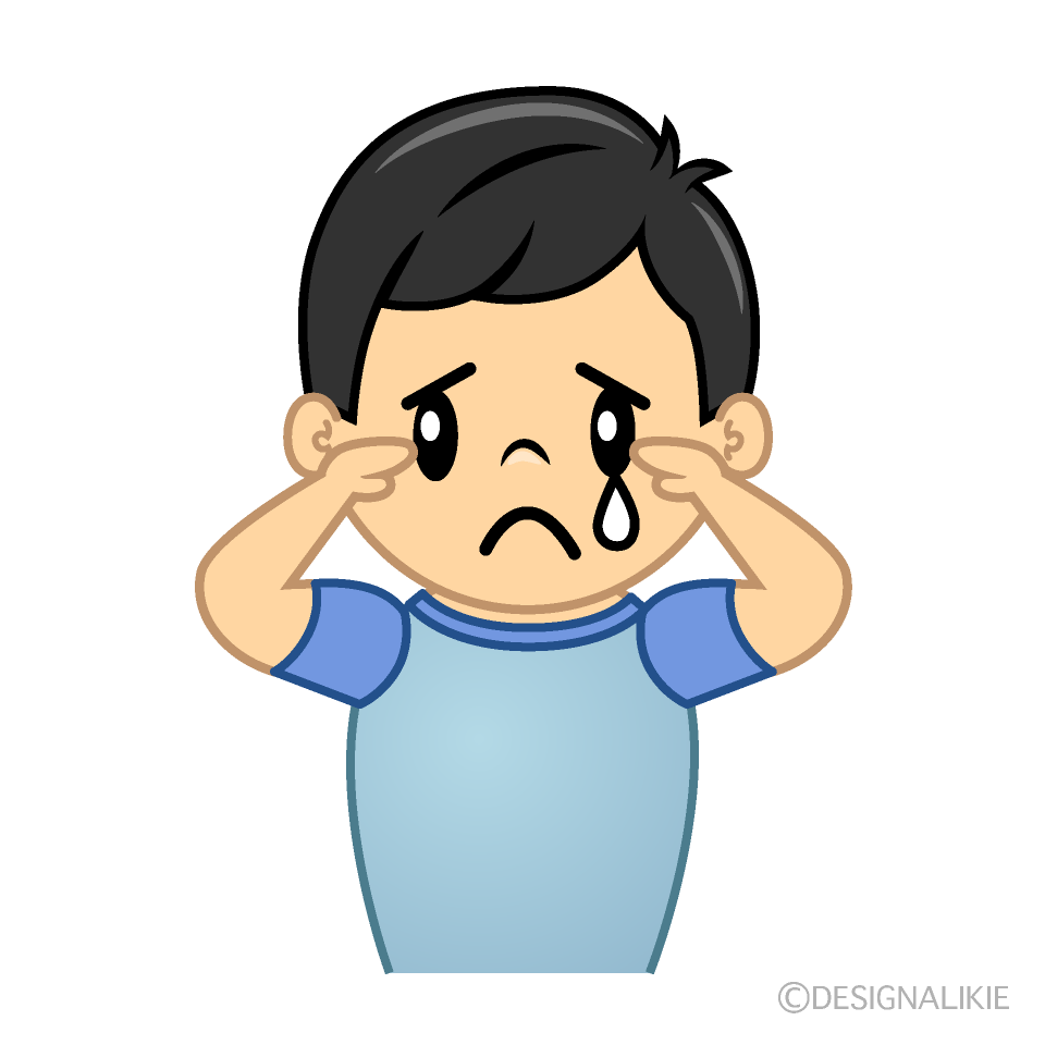 かわいい悲しい男の子どもイラスト