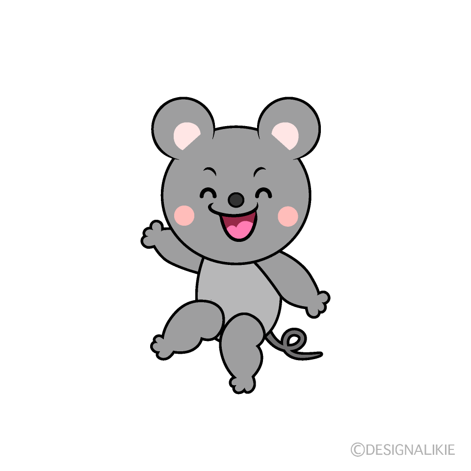 かわいい笑顔のネズミイラスト