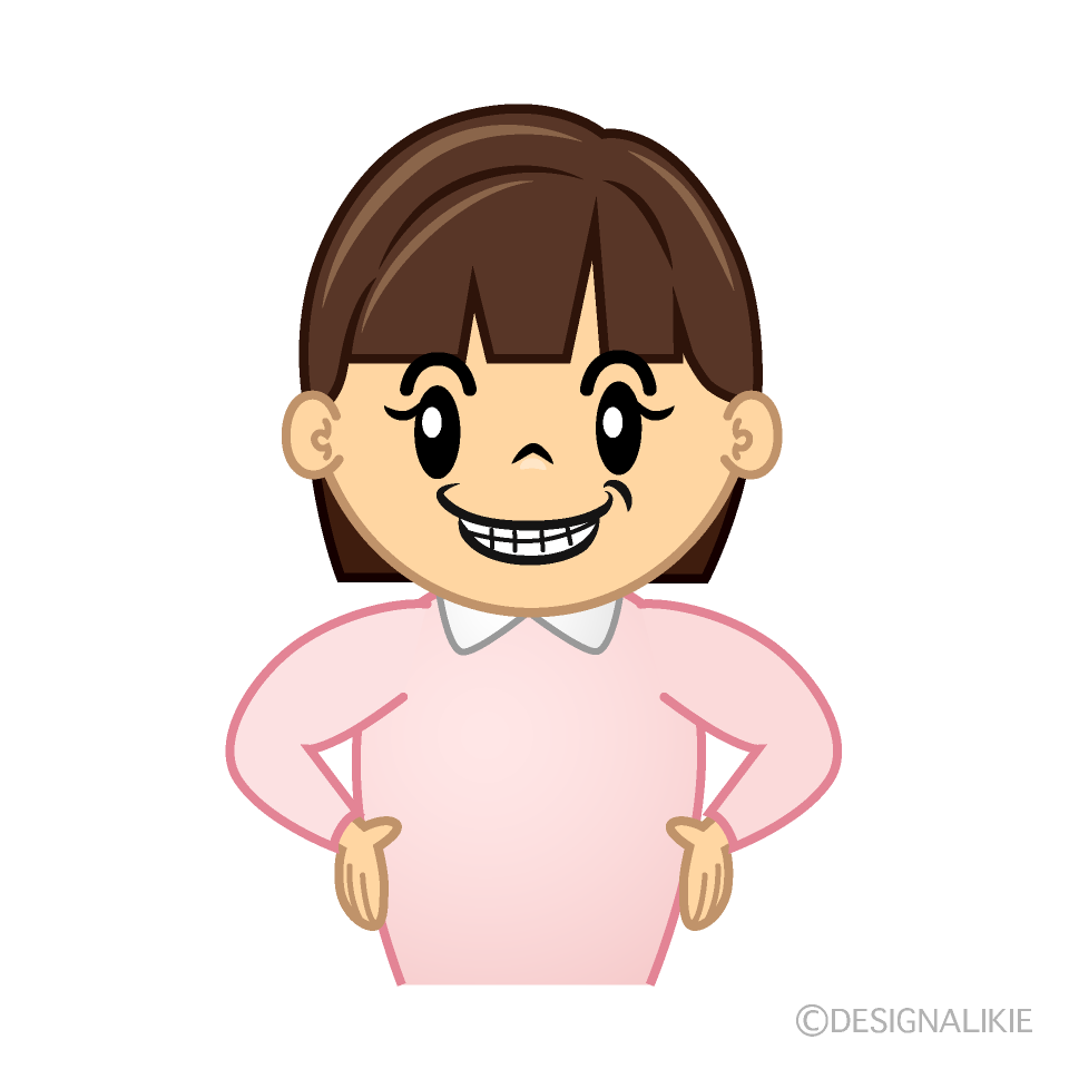 かわいいニヤリと笑う女の子どもイラスト