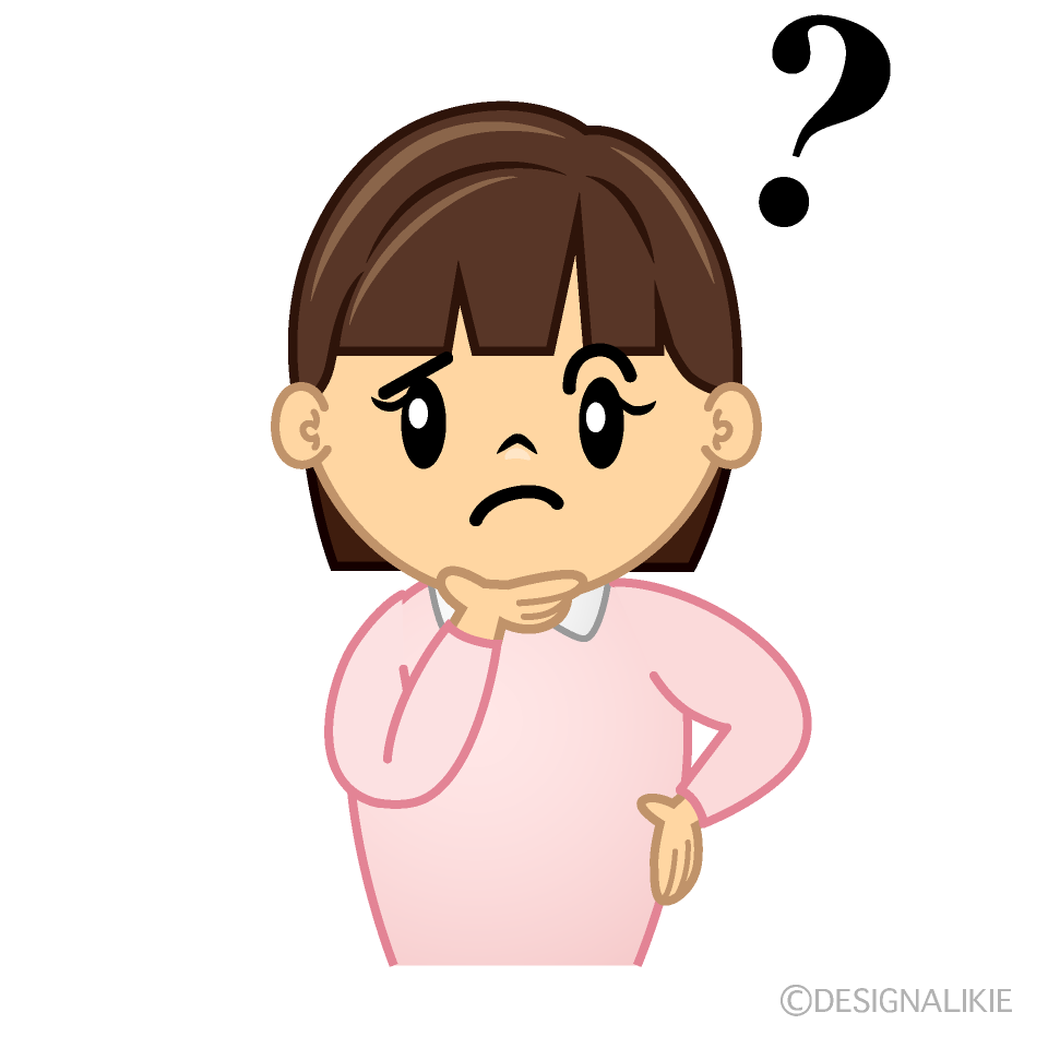 かわいい考える女の子どもイラスト