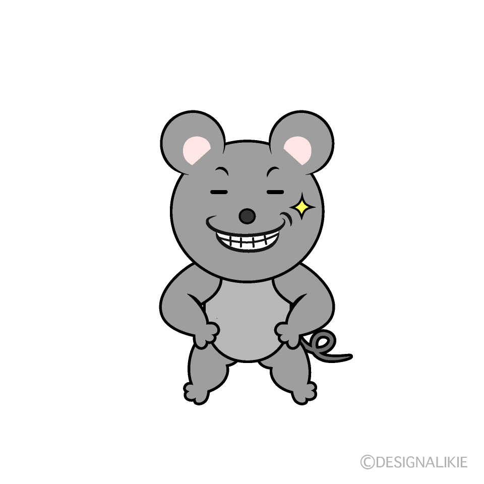 かわいいニヤリとするネズミイラスト